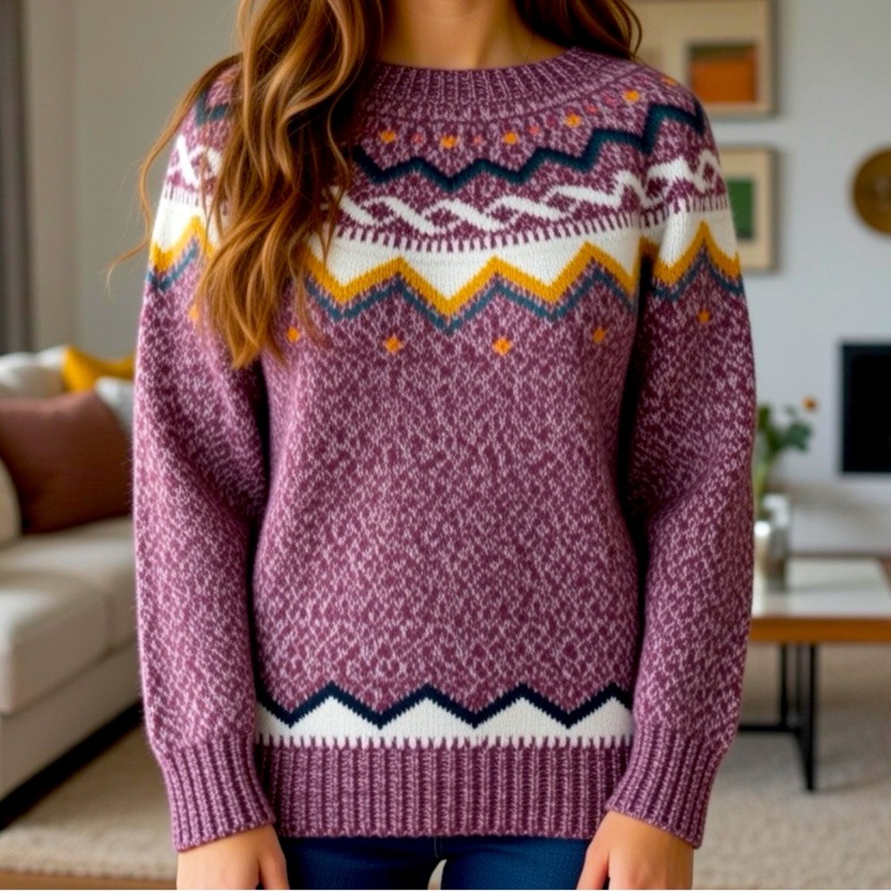 Old Navy Fairisle design super soft medium weight cotton and acrylic sweater